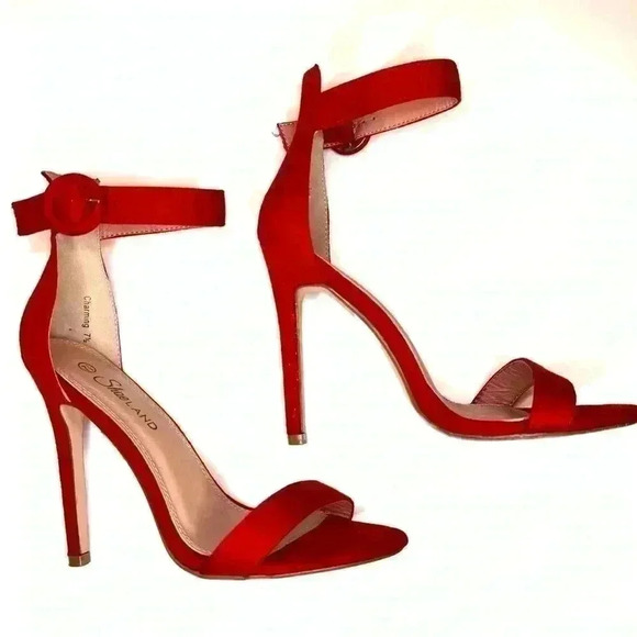 Shoe Land Womens - Ankle Strap Rounded Buckle Open Toe Stiletto Heel Size 7.5 - Picture 5 of 8